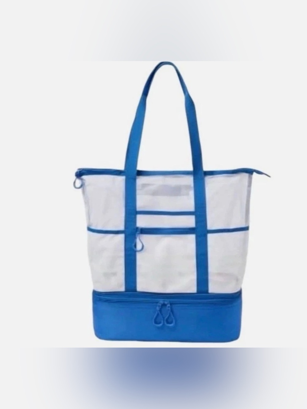 Sun Squad Beach Bag With Detachable Cooler & Waterproof Pocket Blue 19.5"x6"x18.